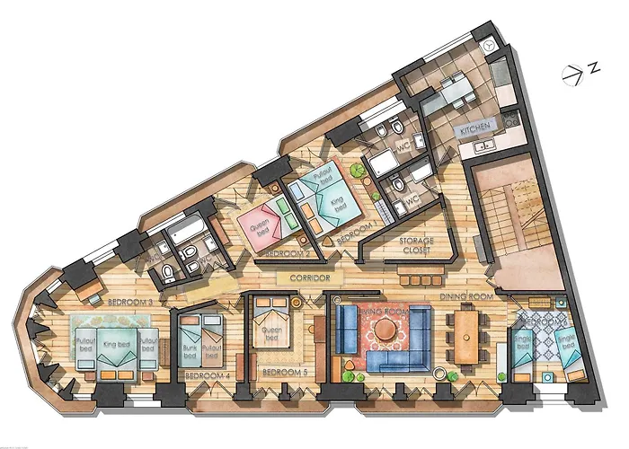 Bright City Center, 10M From Subway, 6 Rooms, Up To 20 Ppl